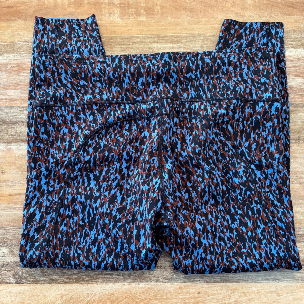 Lululemon Fast and Free 25" Leggings Leopard Camo Blue Brown Multi High Rise 14 - Picture 5 of 12